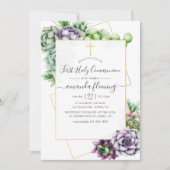 Wasserfarben Sukkulente Geometrische Heilige Kommu Einladung (Vorderseite)