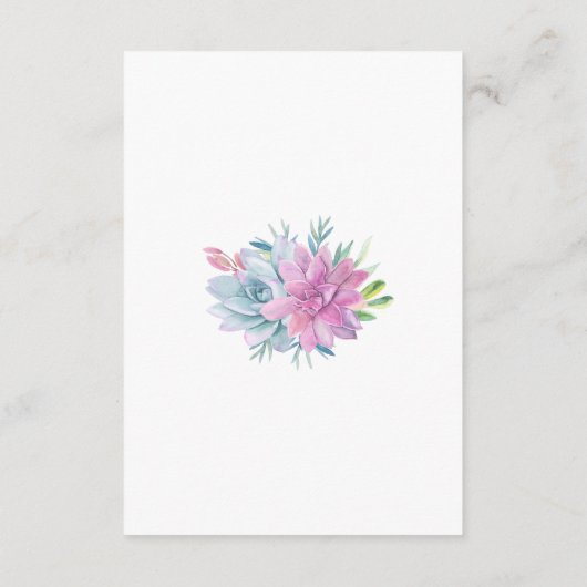 Wasserfarben-Sukkulente Hochzeitsinformationskarte Begleitkarte (Rückseite)