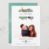 Wasserfarben Sukkulente Pflanze Foto Hochzeit Save The Date (Vorne/Hinten)