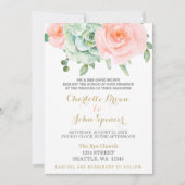 Wasserfarben Sukkulentes Blush Floral Elegante Hoc Einladung (Vorderseite)