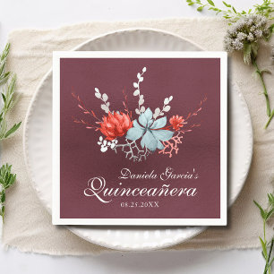 Wasserfarben Sukkuline Botanische Quinceñera Serviette