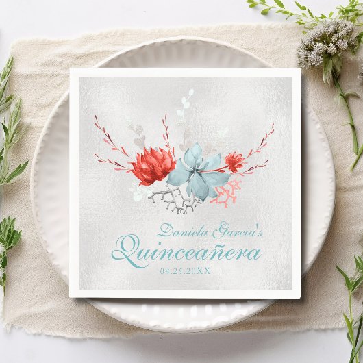 Wasserfarben Sukkuline Botanische Quinceñera Serviette