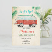 Wasserfarben-Surf-Einladung Einladung (Stehend Vorderseite)