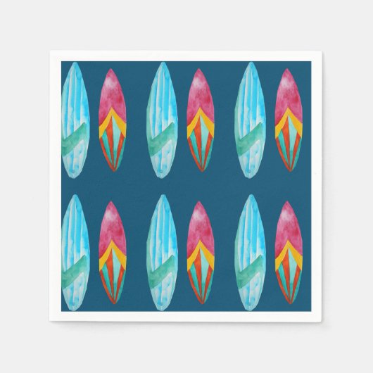 Wasserfarben-Surfbrett-Muster Serviette (Vorderseite)
