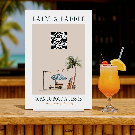 Wasserfarben-Surfunterricht-QR-Schild Poster