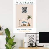 Wasserfarben-Surfunterricht-QR-Schild Poster (Heimbüro)