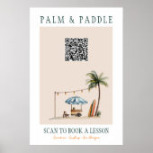 Wasserfarben-Surfunterricht-QR-Schild Poster (Vorne)