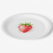 Wasserfarben Süße Erdbeeren-Party-Veranstaltung Pappteller (Schrägansicht)