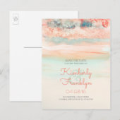 Wasserfarben-Swash-Strand Hochzeit Save the Date Ankündigungspostkarte (Vorne/Hinten)