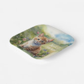 Wasserfarben-Tabby-Katze Haustier Wiese 70. Geburt Pappteller (Gewinkelt)