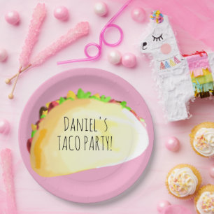Wasserfarben-Taco-Party-Geburtstag Pappteller