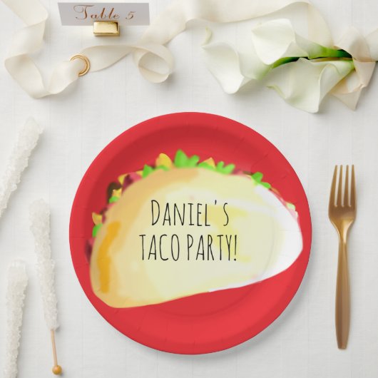 Wasserfarben-Taco-Party-Geburtstag Pappteller (Hochzeit)