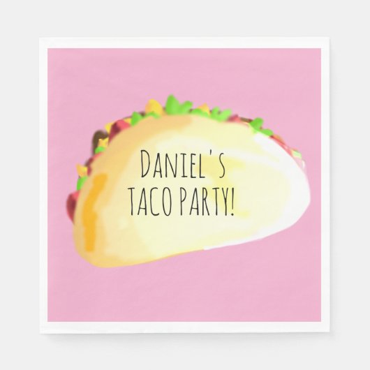 Wasserfarben-Taco-Party-Geburtstag Serviette (Vorderseite)