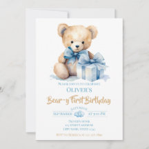 Wasserfarben-Teddybär Bärchen-erster Geburtstagspa