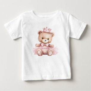Wasserfarben-Teddybär-Mädchen 1. Geburtstag Baby T-shirt