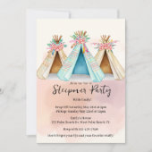 Wasserfarben Teepee Zelt Sleepover Einladung (Vorderseite)