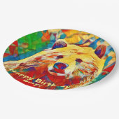 Wasserfarben-Thema farbenfrohe digitale Bärenpapie Pappteller (Schrägansicht)