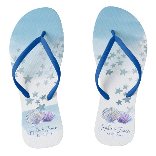 Wasserfarben Thema Strandhochzeit Flipflops Badesandalen (Fußbett)