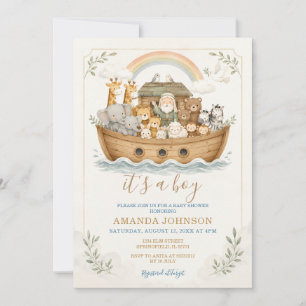 Wasserfarben-Tier Ark Baby Shower Einladung