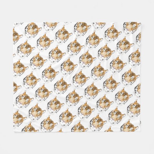 Wasserfarben Tiger Head Animal Muster Fleecedecke (Vorderseite (Horizontal))