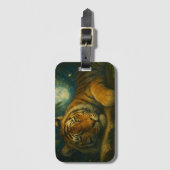 Wasserfarben-Tiger-Ruhen im Nachtwald Gepäckanhänger (Vorderseite Vertikal)