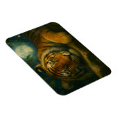Wasserfarben-Tiger-Ruhen im Nachtwald Magnet (Rechte Seite)