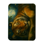 Wasserfarben-Tiger-Ruhen im Nachtwald Magnet (Vertikal)