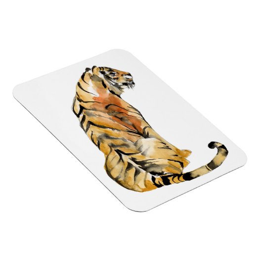 Wasserfarben Tiger Sitzen Magnet (Rechte Seite)