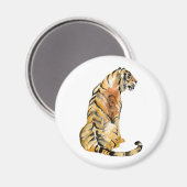 Wasserfarben Tiger Sitzen Magnet (Vorderseite/Rückseite)