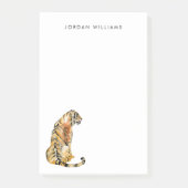 Wasserfarben Tiger Sitzen Post-it Klebezettel (Vorderseite)