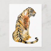 Wasserfarben Tiger Sitzen Postkarte (Vorderseite)