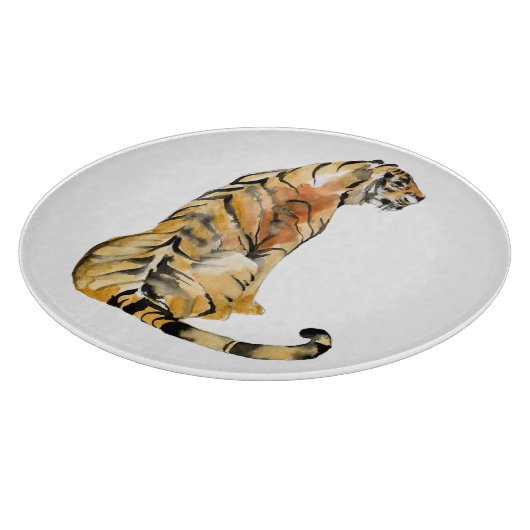 Wasserfarben Tiger Sitzen Schneidebrett (Ecke)