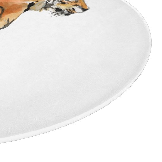 Wasserfarben Tiger Sitzen Schneidebrett (Ecke)