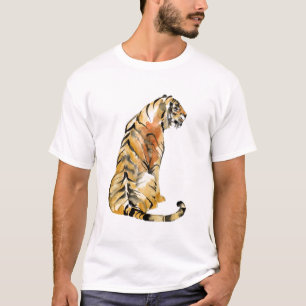 Wasserfarben Tiger Sitzen T-Shirt