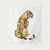 Wasserfarben Tiger Sitzen Wandteppich (Vorderseite)