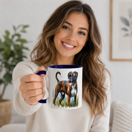 Wasserfarben-Tigerboxerhund  Tasse