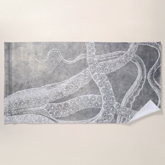 Wasserfarben-Tintenfisch-Silberzange-Neutral Strandtuch (Vorderseite)