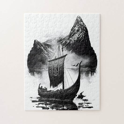 Wasserfarben-Tintenstift eines Wikinger-Drachensch Puzzle (Vertikal)