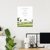 Wasserfarben-Tipi-Marquee-Hochzeits-Willkommenssch Poster (Heimbüro)