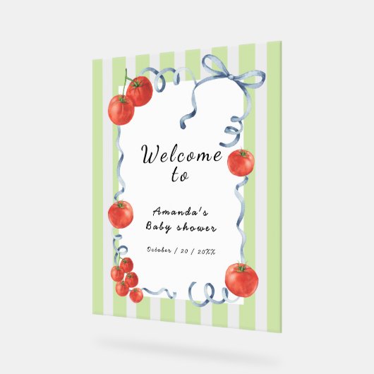 Wasserfarben Tomato Willkommen in der Kinderdusche Acrylschild (Winkel)