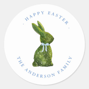 Wasserfarben-Topiary-Hase Frohe Ostern  Runder Aufkleber
