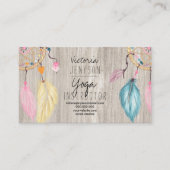 Wasserfarben-Traumfedern aus hellem Holz Yoga Visitenkarte (Vorderseite)