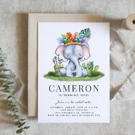 Wasserfarben-Tribal Elephant Safari Thema Geburtst Einladung