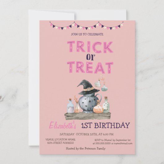 Wasserfarben-Trick oder Halloween-Party behandeln  Einladung (Vorderseite)