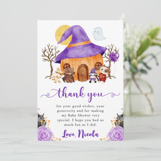 Wasserfarben-Trick oder Treat Halloween-Kinderdusc Dankeskarte (Stehend Vorderseite)