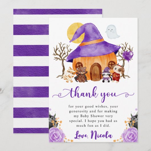 Wasserfarben-Trick oder Treat Halloween-Kinderdusc Dankeskarte (Vorne/Hinten)