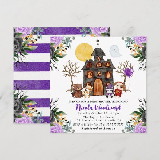 Wasserfarben-Trick oder Treat Halloween-Kinderdusc Einladung (Vorne/Hinten)