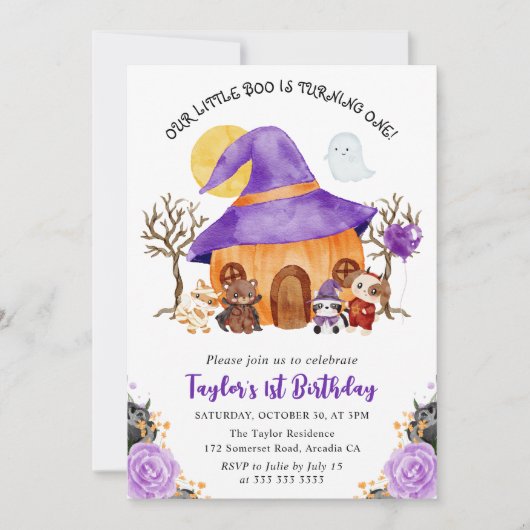 Wasserfarben-Trick oder TreatHalloween 1. Geburtst Einladung (Vorderseite)