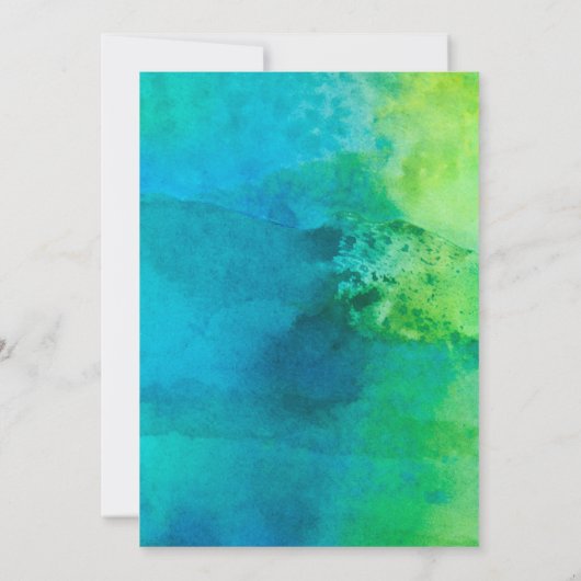 Wasserfarben Tropen Hochzeit in Urlaubsort Einladung (Rückseite)