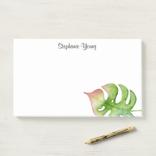 Wasserfarben Tropenleaf Hinzufügen Name Post It No Post-it Klebezettel (Auf Schreibtisch)